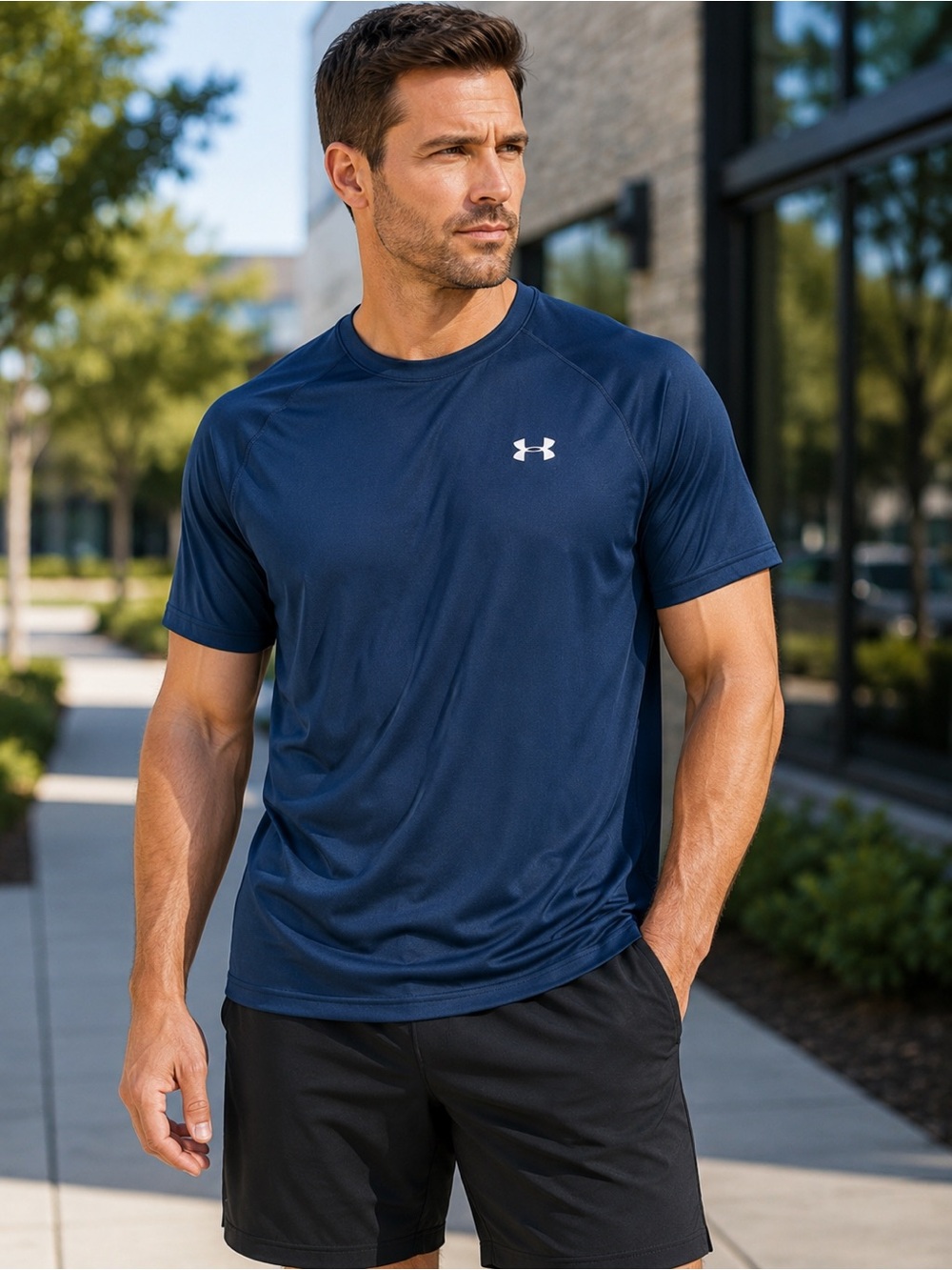 Under Armour HeatGear Mens XXL 2XL Loose Fit Blue Performance Shirt NWT